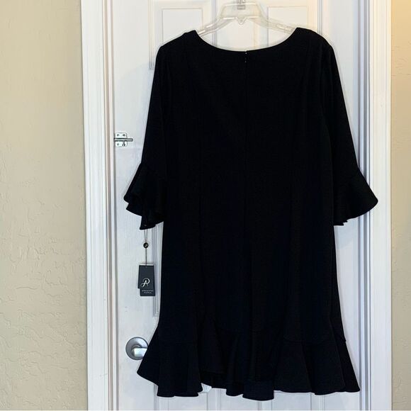 Adriana Papell Knit Crepe Flounced Shift Dress Black Size 20W NWT - Picture 13 of 13